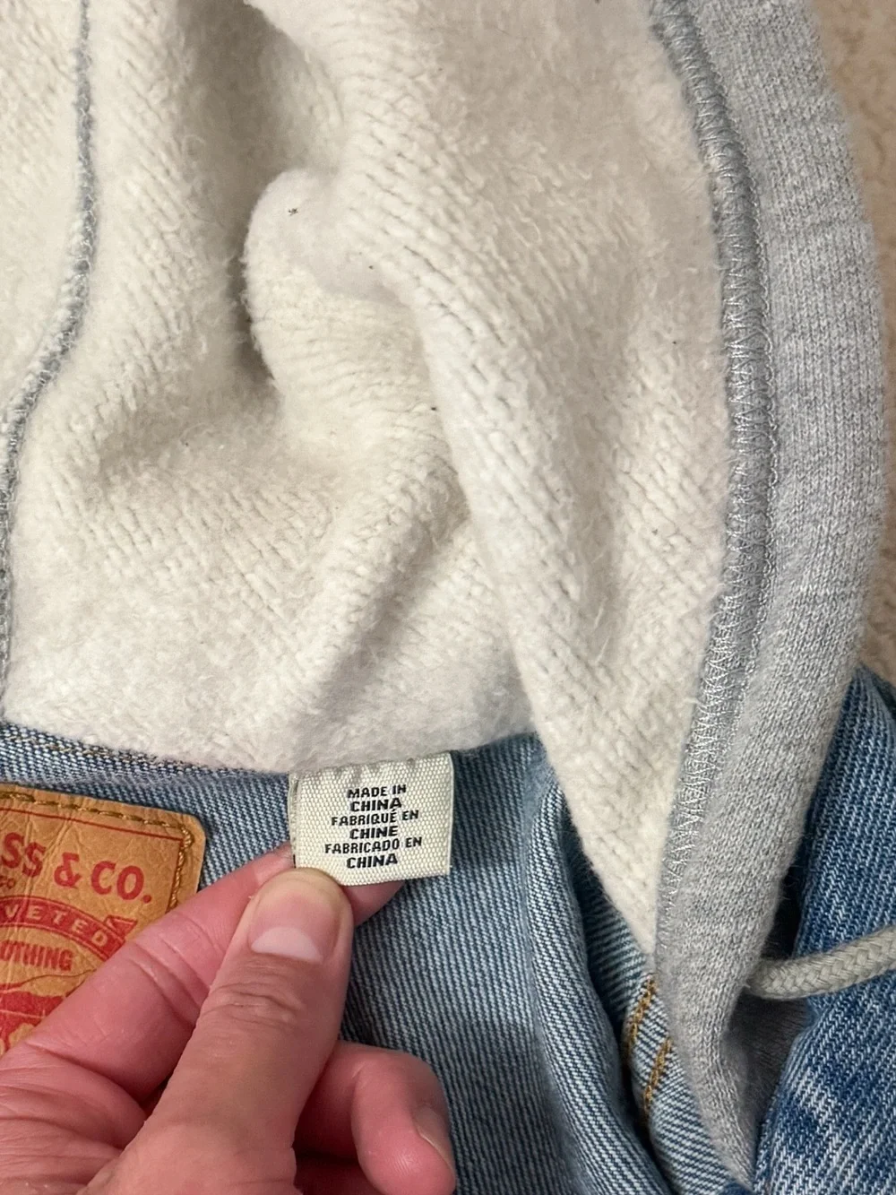 Men’s Levi's Hybrid Hoodie Trucker Denim Gray Sweat Jacket size Small - Picture 6 of 9